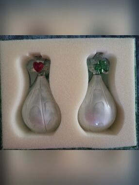 Avoca Pair of Frosted Glass Teardrop Angels with Colored Accents, Ireland